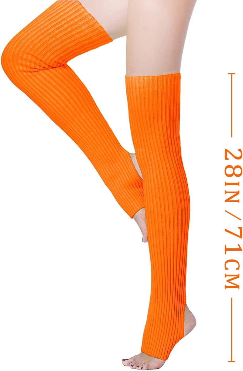 v28 Long Leg Warmer, Women’s Men 80s Party Ribbed Knit Dance Sports - Image 2
